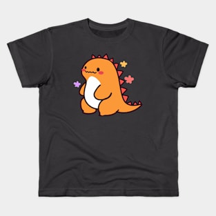 Kawaii cute orange dinosaur Kids T-Shirt